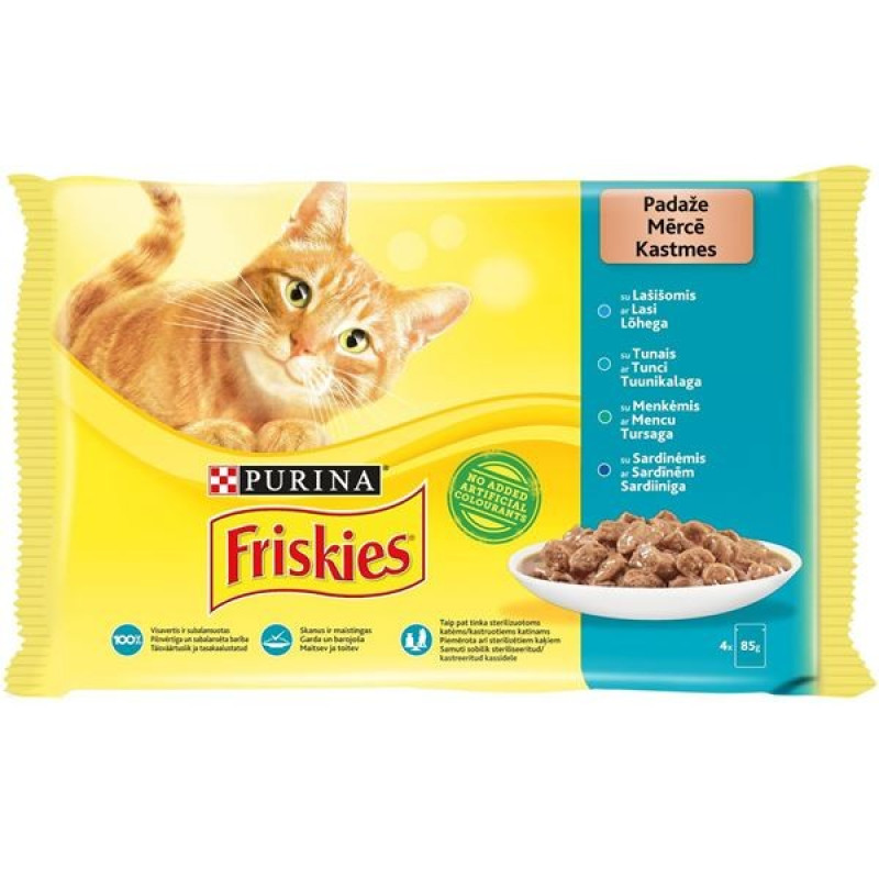 Kaķu konservi Friskies  4*85g zivju izlase 1/12 (30.04.2026) Ungārija