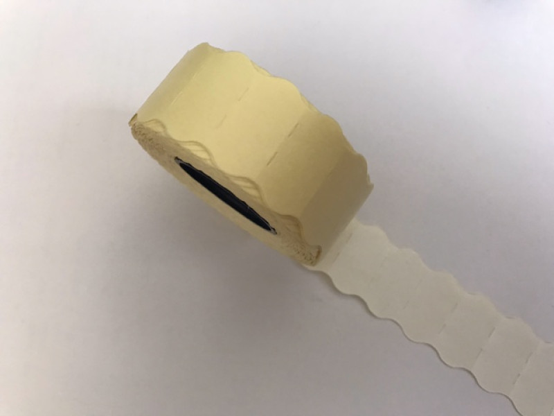 Cenu zīmes pistolei 22*12*1000 baltas noapaļotas 