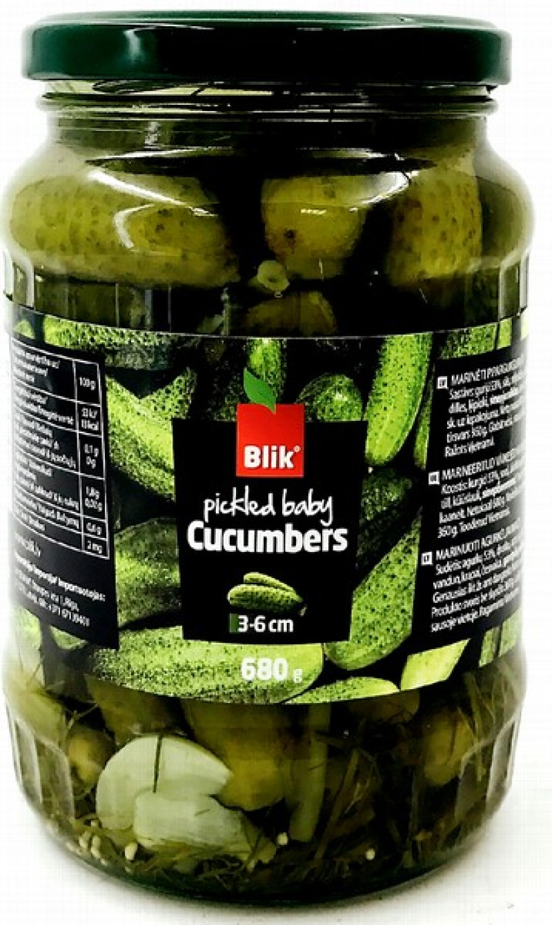 Gurķi Blik pipargurķīši marinēti 3-6cm 680gr 1/12 (17.08.2027)