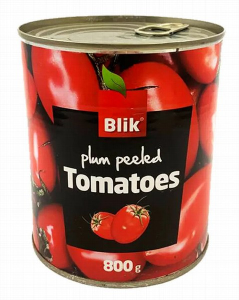 Tomāti savā sulā mizoti 800g Blik 1/12 (31.12.2026)