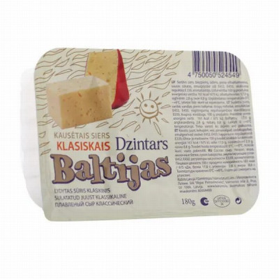 Kausētais siers Dzintars Baltijas klasiskais 180g 1/10  (11.09.25) LV