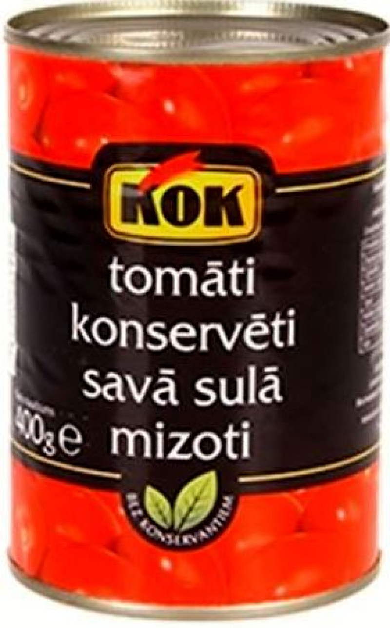 Tomāti savā sulā mizoti 400g Kok 1/24 (11.2026) Itālija