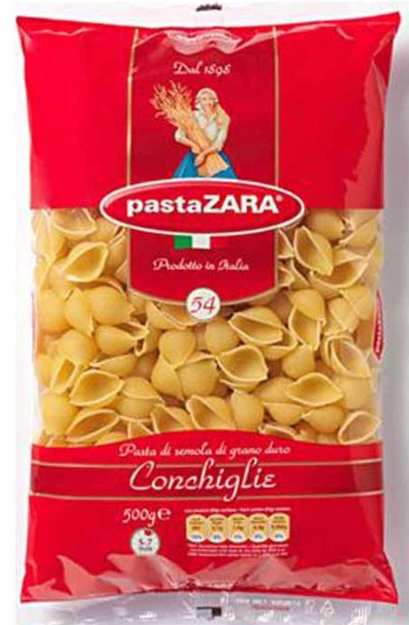 Makaroni Pasta Zara gliemežvāki  Nr.54 500g 1/10 (23.07.26) Itālija