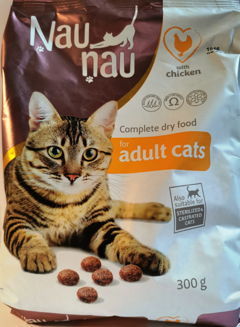 Kaķu sausā barība  Ņau Ņau 300gr ar vistas gaļu 1/20 (04.02.27)LV