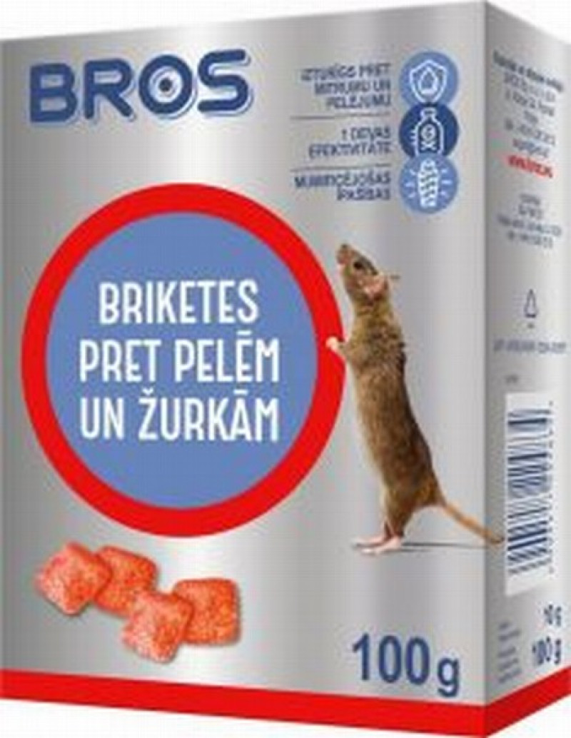 Peļu inde briketes BROS 100g Mumificējošas īpašības (04.27)