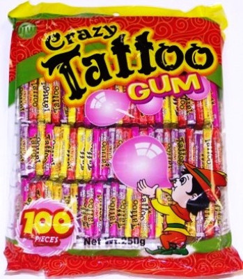 Košļājamā gumija Crazy tattoo 2.6g*100gb (09.08.27) Ķīna