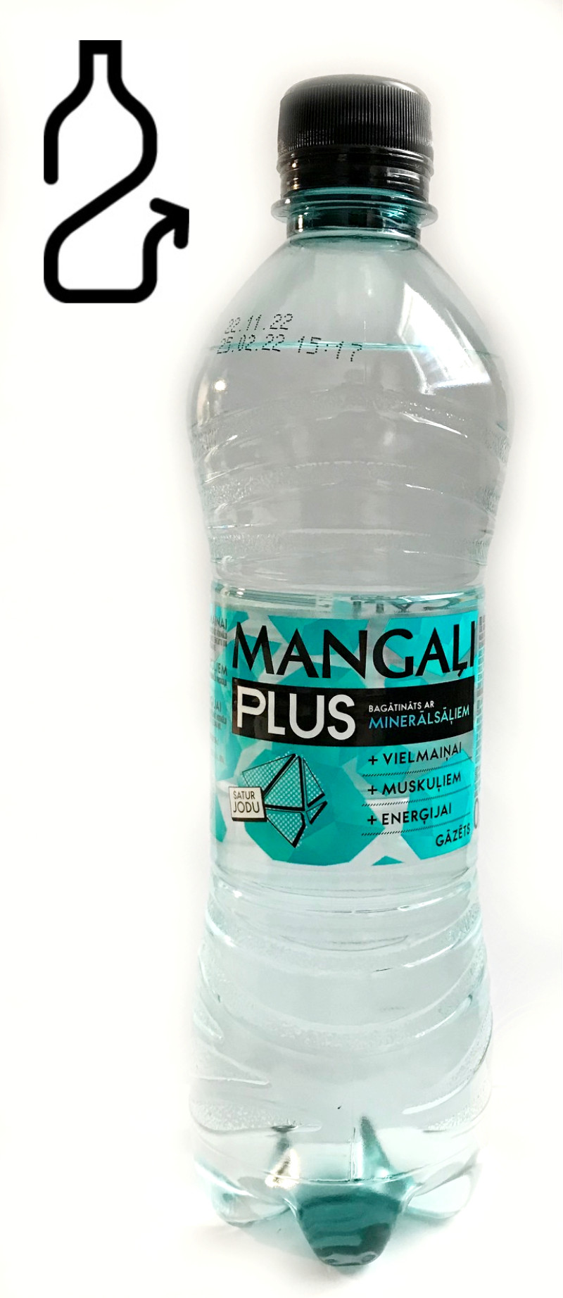 Minerālūdens Mangaļi Plus gāzēts 0.5l 1/12 DEPOZĪTA maksa 0.10 eiro (02.10.2025) LV