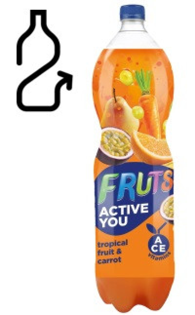 Dzēriens Fruts Activ burkānu-tropu 1.5L 1/6 (07.07.26) DEPOZĪTA maksa 0.10 eiro  LV