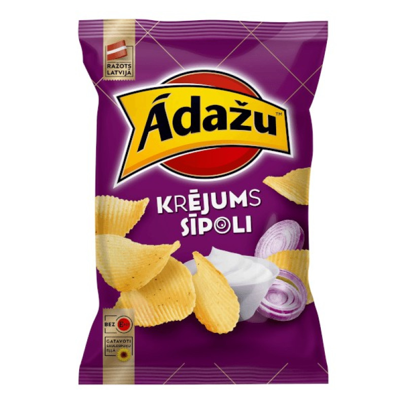 Čipsi Ādažu krējuma sīpolu 130g 1/18 (11.06.26) Latvija