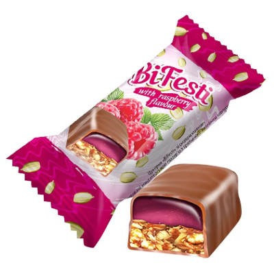 Šokolādes konfektes Bifest ar aveņu garšu 2.5kg Lukas (25.08.2025) (daudzumu norādīt kilogramos)