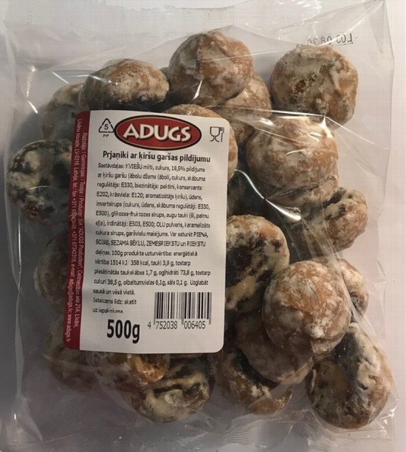 Prjaņiki Adugs ar ķiršu garšas pildījumu 500g (02.06.26) Latvija
