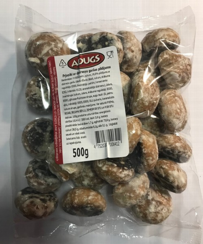 Prjaņiki Adugs ar dzērveņu garšas pildījumu 500g  (03.04.26) Latvija