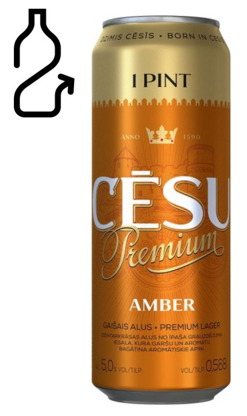 Alus Cēsu Premium Amber PINT 0.568L 5% 1/24 DEPOZĪTA maksa 0.10 eiro(20.04.26) Latvija