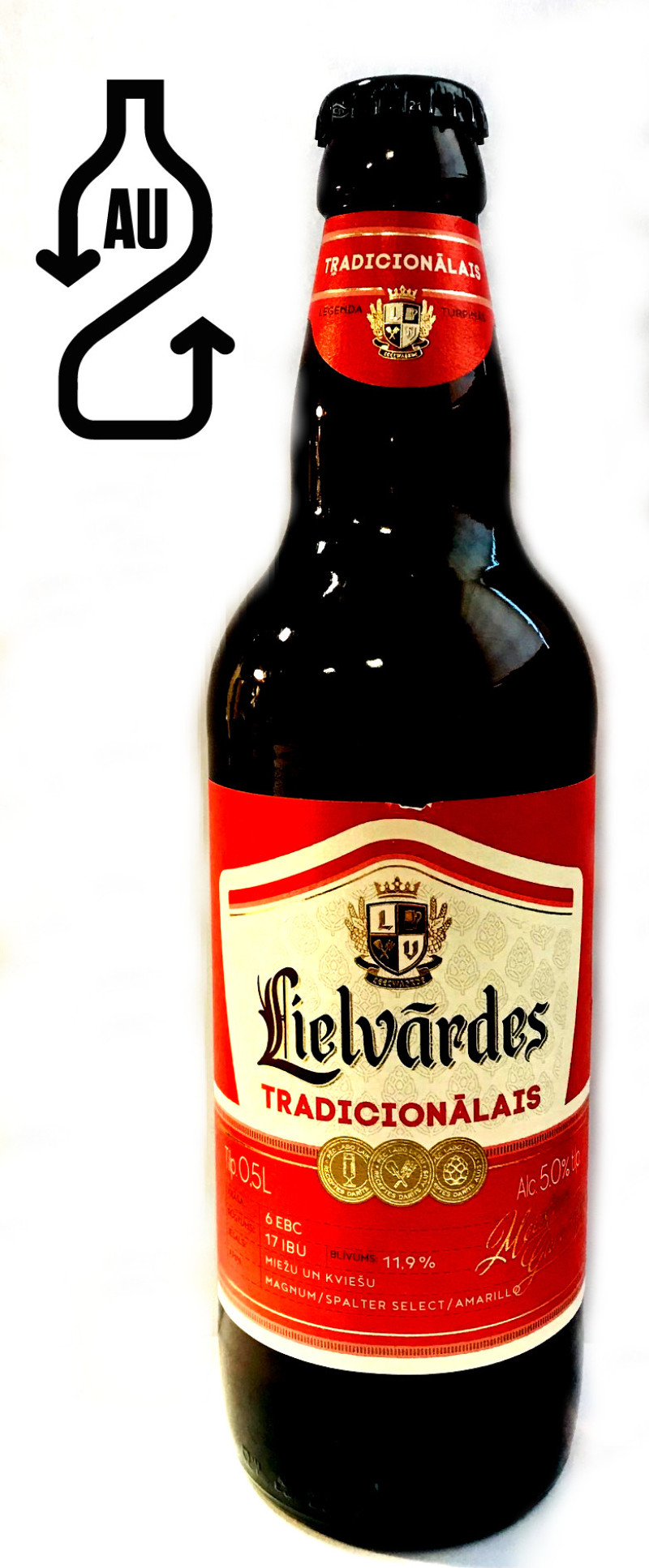 Alus Lielvārdes Tradicionālais 5% 0.5L DEPOZĪTA maksa 0.10 eiro (08.08.26) Latvija