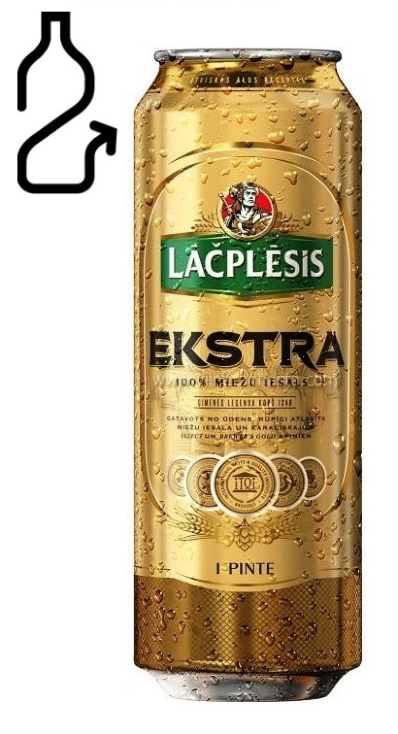 Alus Lāčplēsis Ekstra 0.568L 5.2% 1/24 DEPOZĪTA maksa 0.10 eiro (26.07.2026) LV