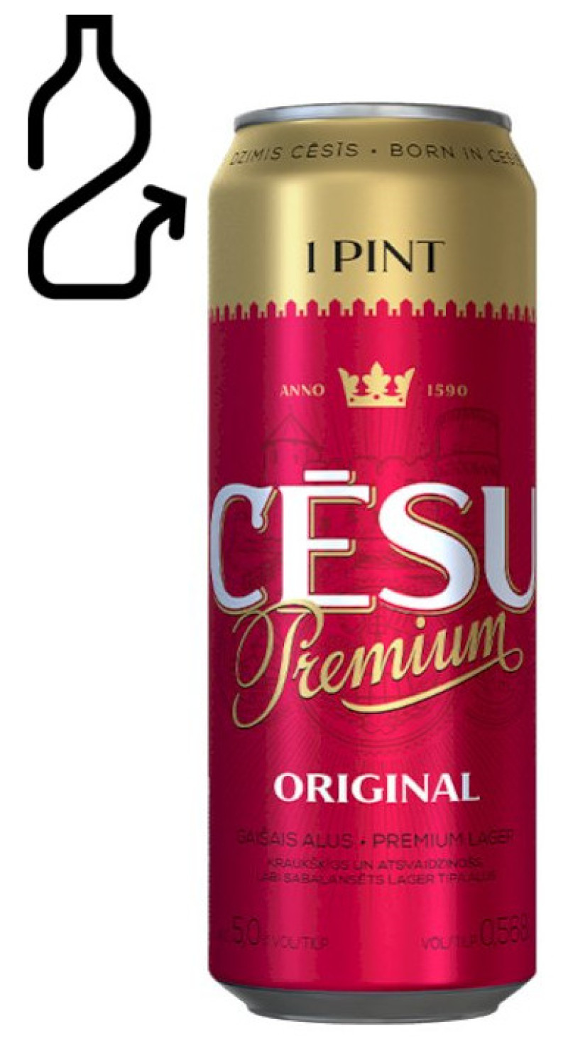 Alus Cēsu Premium PINT 5% 0.568L 1/24 DEPOZĪTA maksa 0.10 eiro (11.09.26) LV