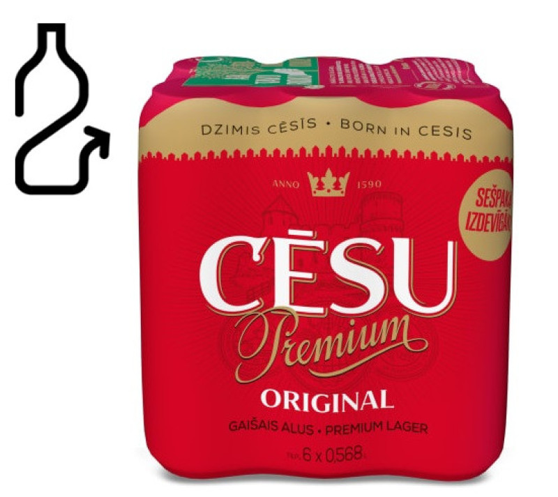 Alus Cēsu Premium PINT 5% 0.568L 6-PAKA DEPOZĪTA maksa 0.10 eiro (31.07.2026) Latvija