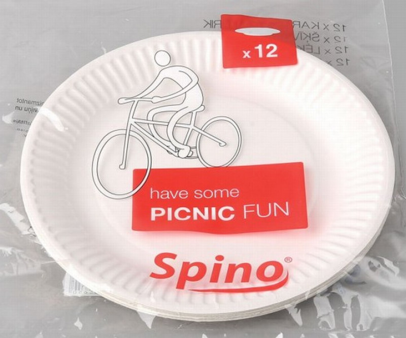 Šķīvji kartona 18cm Spino 12gb