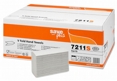 Papīra dvieļi Save Plus V 175gb balti,21.5x18cm, 2-kārtīgs, šaurās 9cm