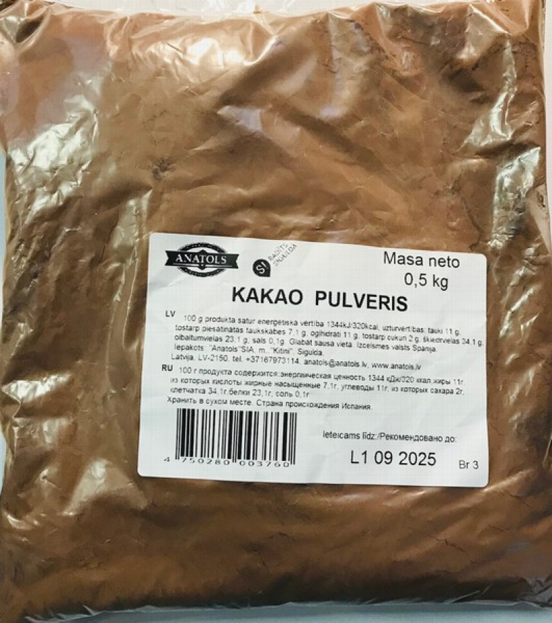 Kakao pulveris Anatols 500g (31.01.2027) Ķīna