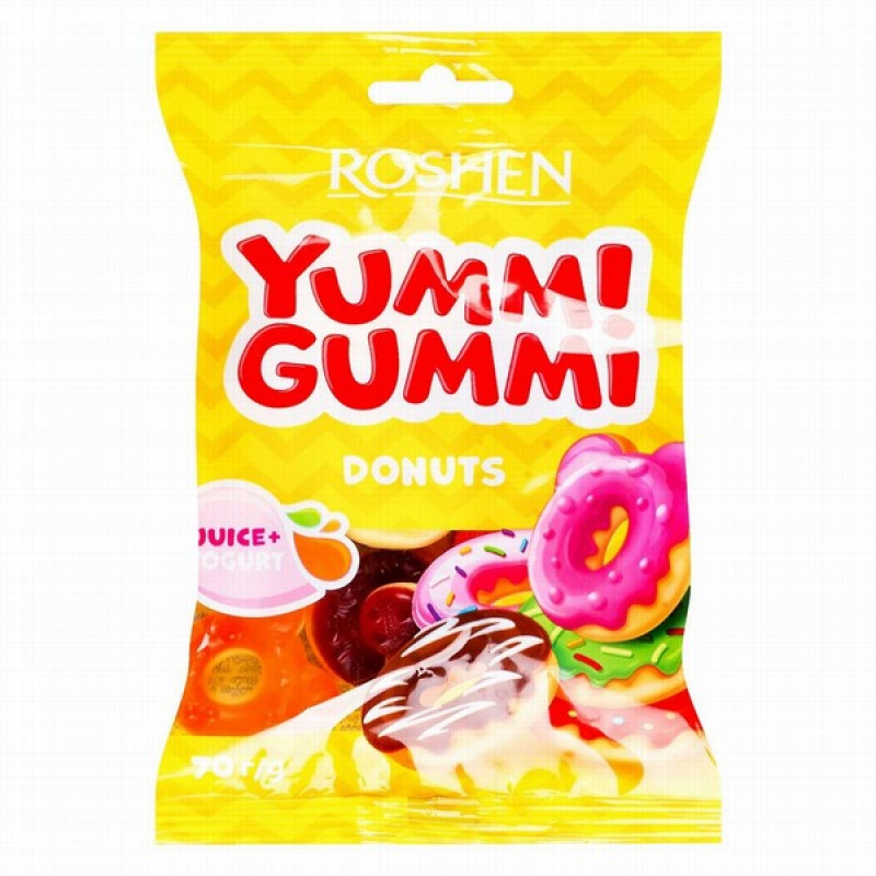 Želejkonfektes Yummi Gummi Donuts 70g Roshen (03.05.27)