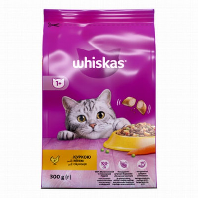 Kaķu sausā barība Whiskas ar cāļa gaļu 300g(24.09.26 )Ungārija