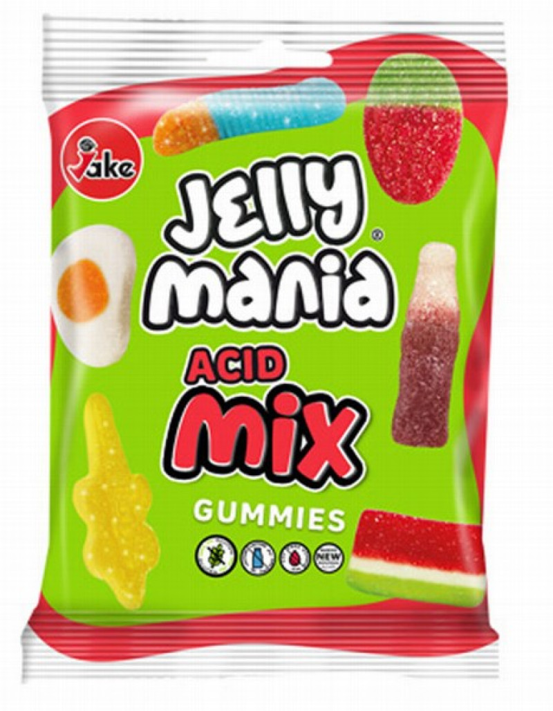 Želejkonfektes Jake Jelly mania acid mix 70g (08.02.27)
