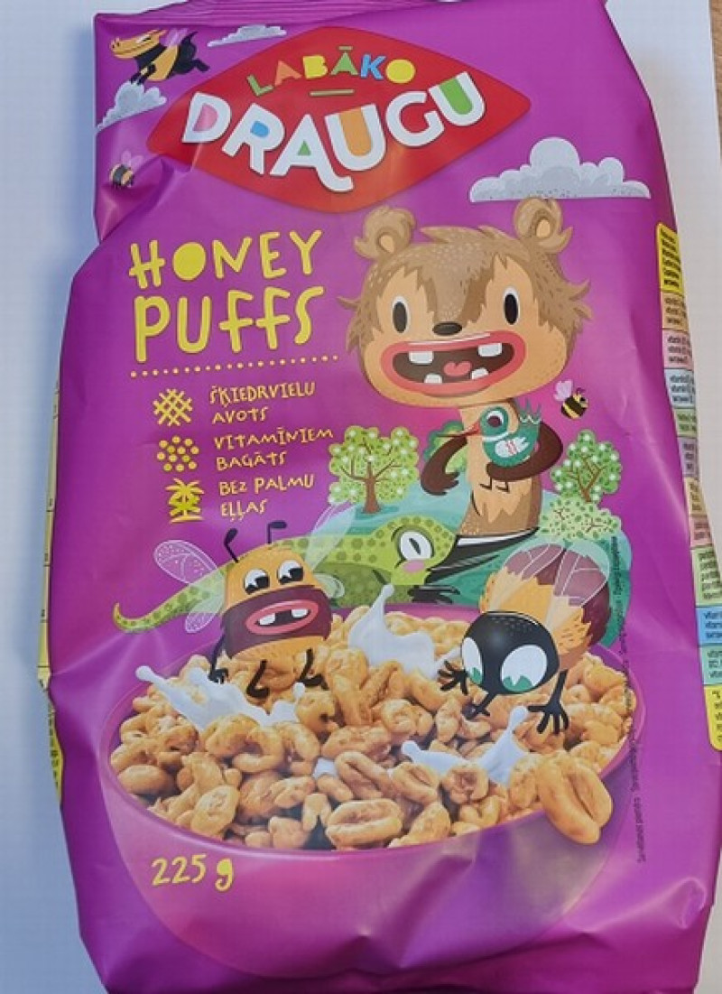 Sausās brokastis Draugu Honey puffs 225g (18.05.26) EU