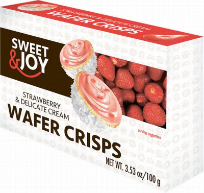 Konfekšu kaste Crisps ar kokosu un zemeņu pildījumu 100g (13.05.2025)