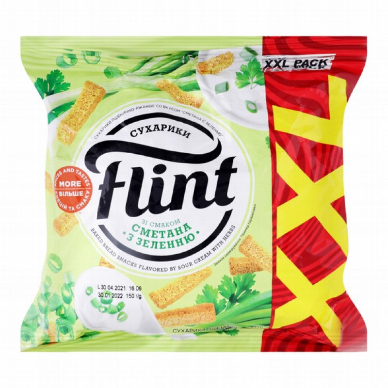 Grauzdiņi Flint krējumu un zaļumiem 150g 1/20 (04.09.2025) Ukraina