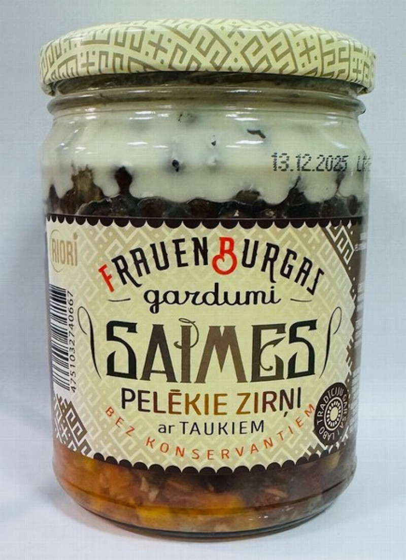 Pelēkie zirņi Saimes ar taukiem 500g Frauenburgas gardumi 1/8 (27.11.26) Latvija