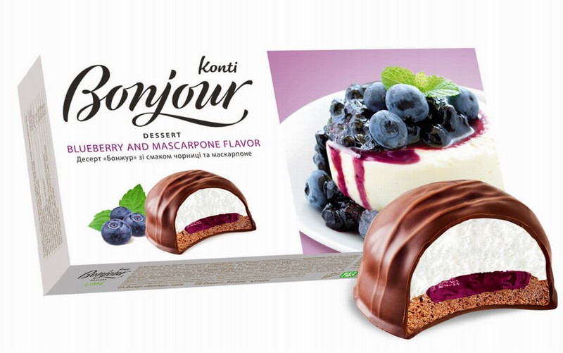 Zefīru deserts Bonjour ar melleņu un maskarpones garšu 232g  (20.06.26) Ukraina