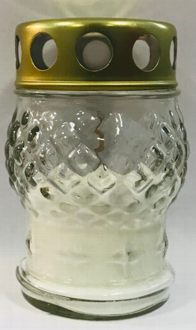 Svece kapu balta stikla 1/25