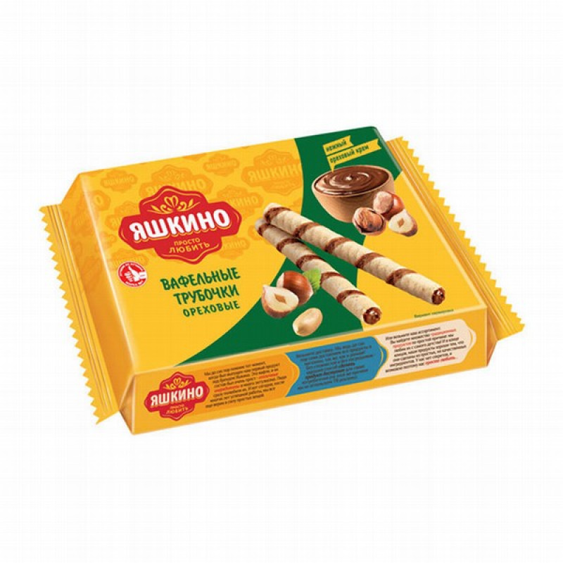 Vafeļu trubiņas Yaškino ar riekstiem 190g 1/24 (11.02.27) Krievija