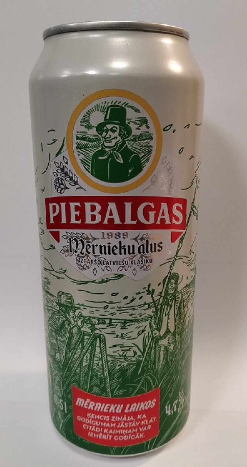 Alus Piebalgas Mērnieku gaišais 0.5L 4.7% DEPOZĪTS 0.10eur 1/24 (12.08.27) Latvija