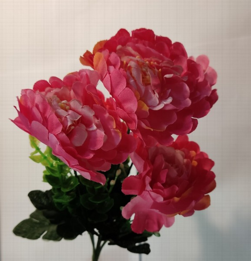 Mākslīgie ziedi Kamēliju pušķis (aveņu,balts,dzeltens,sarkans,violets)