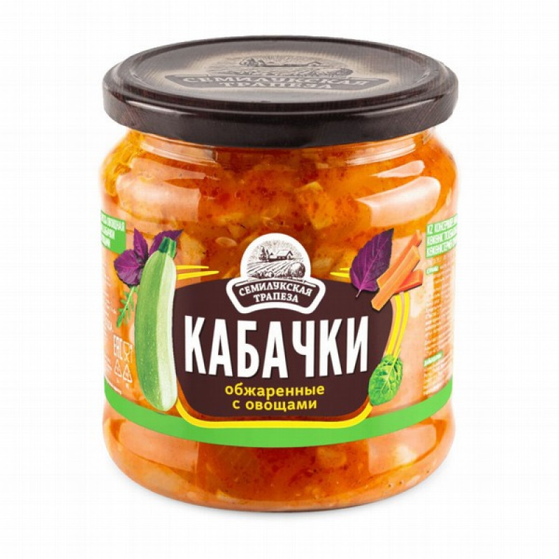 Dārzeņu uzkoda Kabački 460g Semilukskaja Trapeza (03.07.28) Krievija