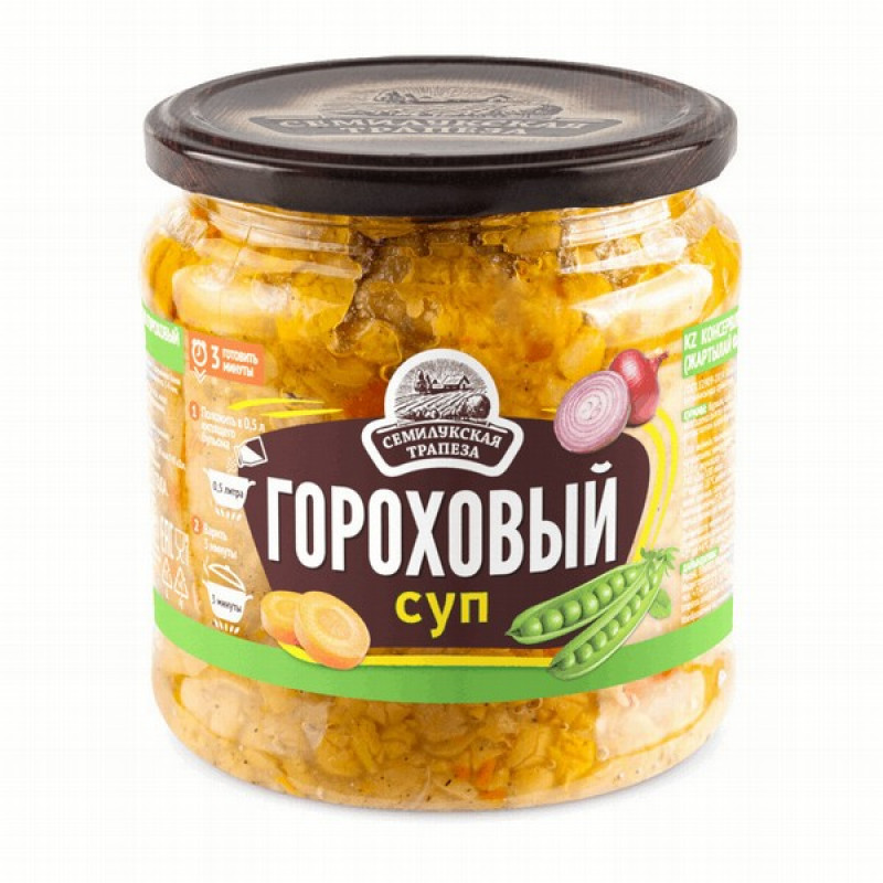 Zirņu zupa 470g Semilukskaja Trapeza 1/8 (14.03.28) Krievija