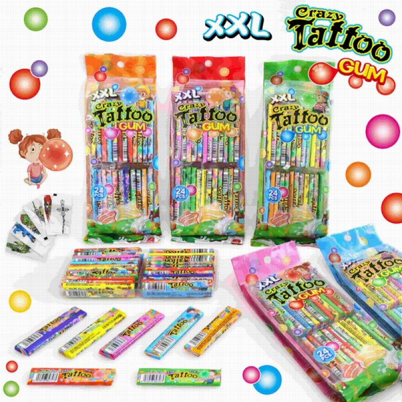 Košļājamā gumija Crazy tattoo 4g*24gb (01.06.2026)