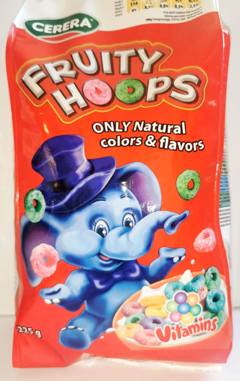Sausās brokastis Cerera Fruity Hoops 225g 1/12 (25.05.27) Lietuva