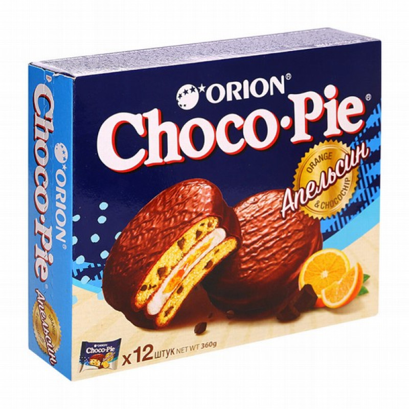 Cepumi Orion Choco Pie Chocochips ar apelsīnu 360 KDV (07.05.25) RU