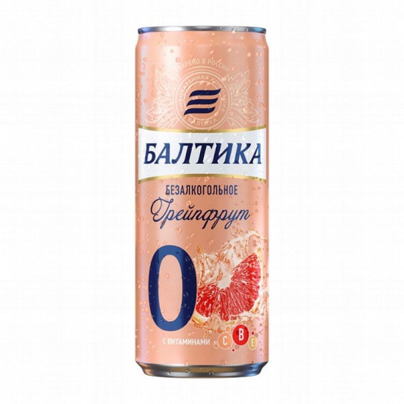 Alus Baltika Grapefruit 0% bezalkoholiskais 0.33L 1/24 (10.11.2026) DEPOZĪTA maksa 0.10 eiro RU.LABA