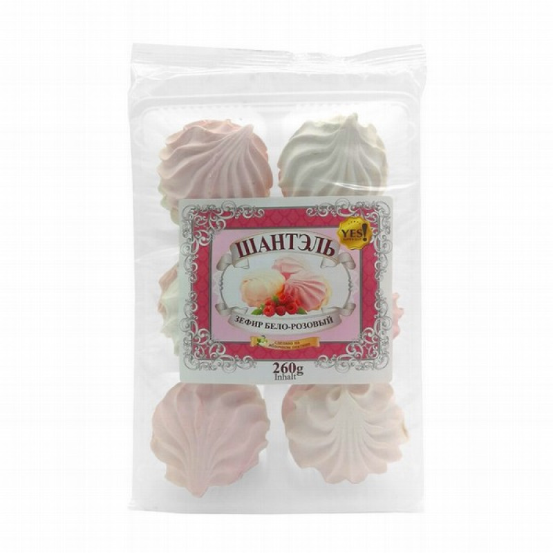 Zefīri Šanteļ Balti rozā vaniļas un aveņu 260g  (16.04.26) RU