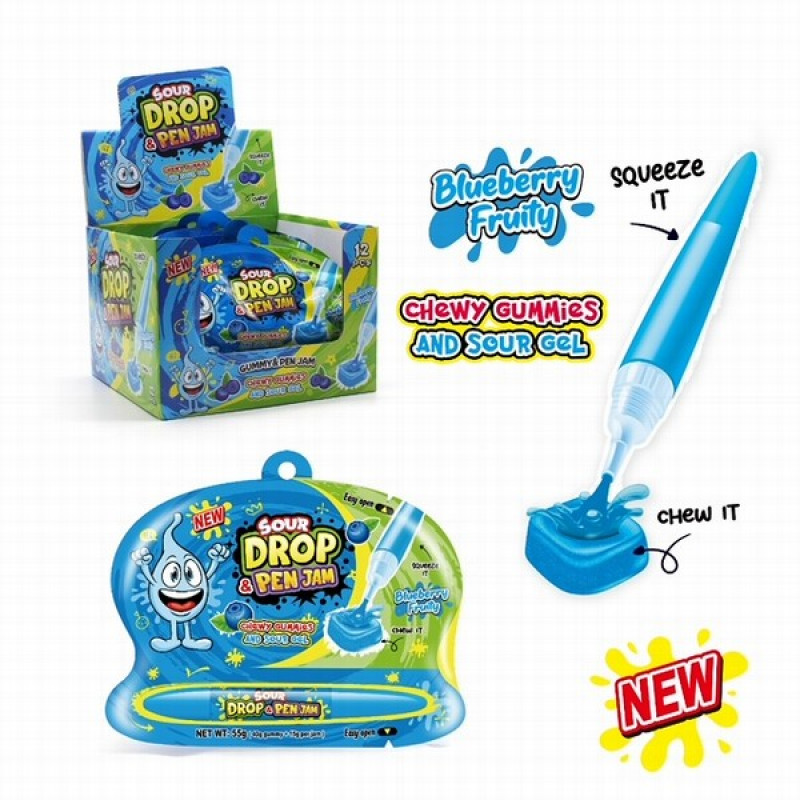 Karamele šķidrā Sour Drop Pen Jam Blueberry 55ml*12gb () Ķīna