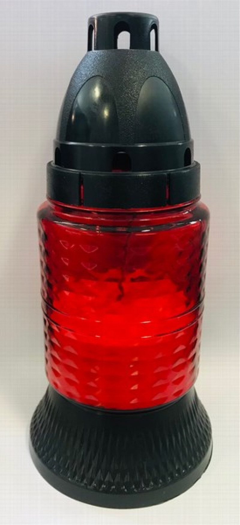 Sveces kapu stikla ar vāciņu sarkana (26h) 17cm 1/14