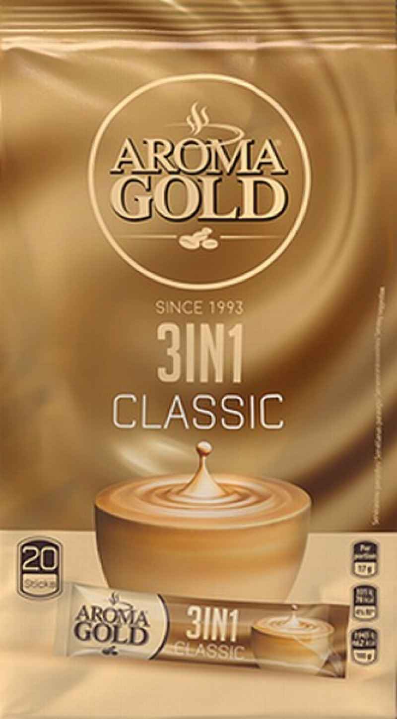 Kafijas dzēriens Aroma Gold 3 in1 Classic 17g*20gb (25.10.2025)