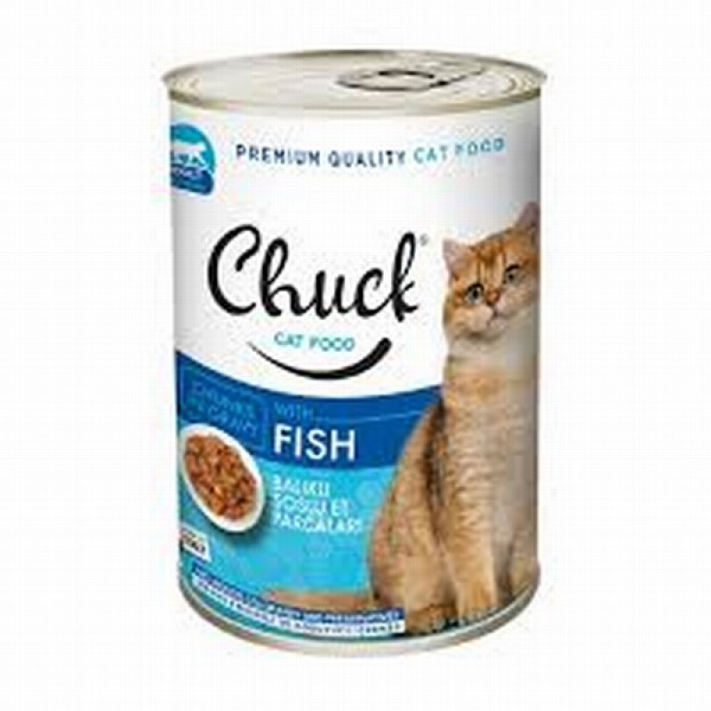 Kaķu konservi Chuck ar lasi 400g 1/10 (21.03.2026)