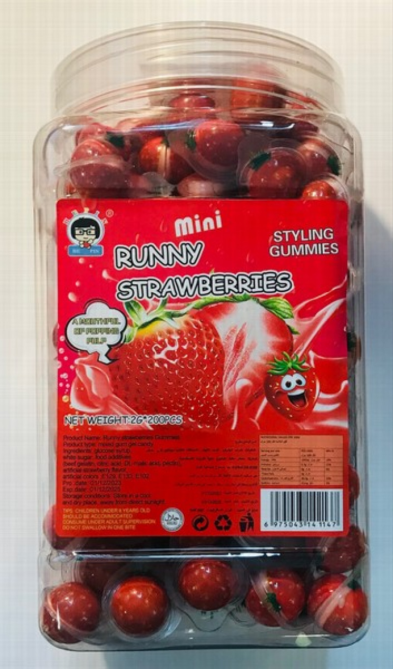 Želejkonfektes Mini runny Strawberries (zemenes) 2g*200gb (01.12.20256) Ķīna